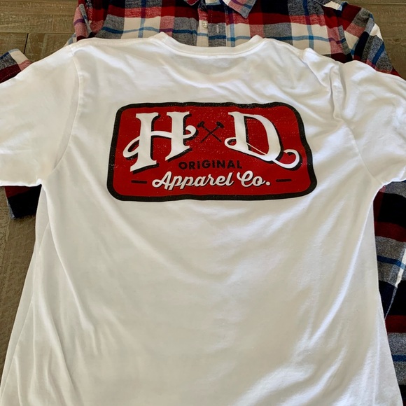 Hammer Down Tee Med & Goodfellow Flannel Sz Lrg Red White - Picture 6 of 7